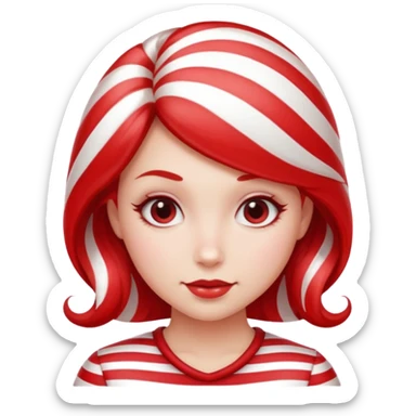 girl with hair looking like peppermint sticker