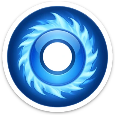 A minimalist CD disc with a subtle fire design, blue flames sticker