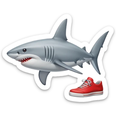Shark wearing red shoes sticker