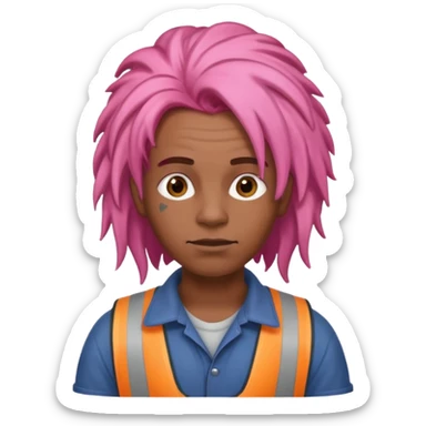 construction worker heavy pink dreadlocked haired man  sticker