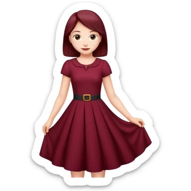 girl wearing burgundy dress sticker