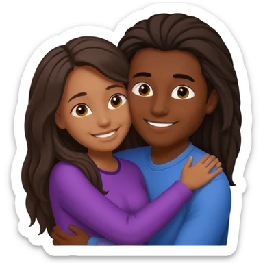 dark skin girlfriend hugs mixed boyfriend with long hair  sticker