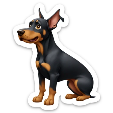 Cachorro dobermann segurando um peso na academia  sticker