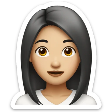 Asian girl with black root hair fading to brown sticker