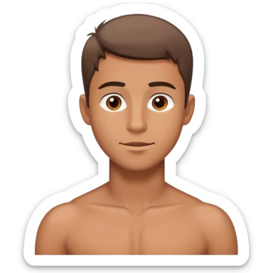 Brown Shirtless guy with short hair  sticker