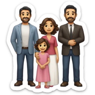 Padre con barba, madre morena y 3 hijos varones sticker