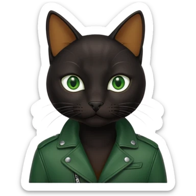 black cat with brown leather jacket sticker