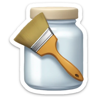A jar of paint and a brush nearby sticker