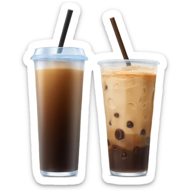 Iced coffee with some espresso in end of glass sticker