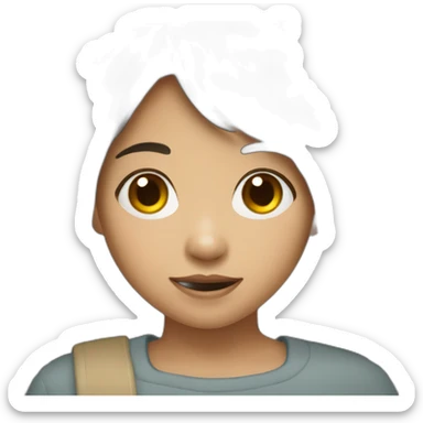 Filipino child girl young with short brown hair fringe slim lost on front tooth sticker