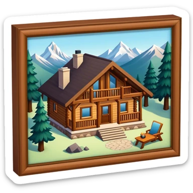 cozy montana lodge isometric sticker