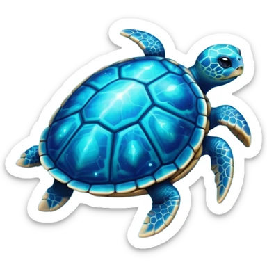 Quasar Turtle emoji – full body, large turtle with a smooth glowing shell shaped like a cosmic quasar, simple light effect in the center of the shell, no patterns, no aura, slight side angle, no background
 sticker