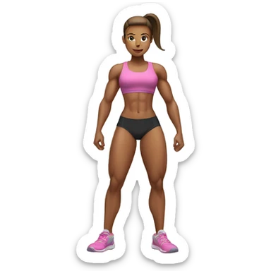 muscular gym girl withe skin, ponytail sticker
