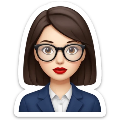 brunette with red lipstick and glasses sticker