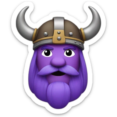 Purple and mustach Viking head sticker