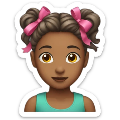 A girl with a ribbon on her hair sticker