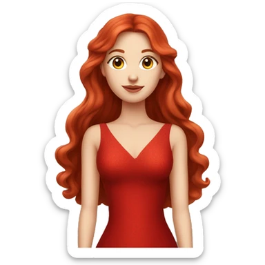 Fair-skin-elegant-girl-in-red-long-dress-with-long-red-hair sticker