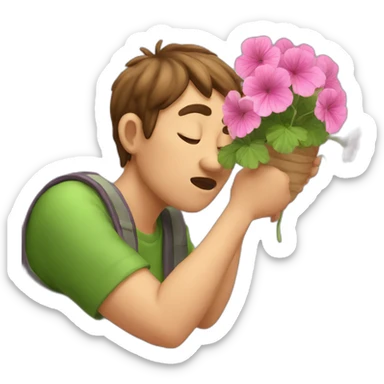 Smelling a geranium sticker
