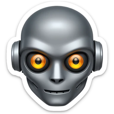 evil robot. Only its head. Low details sticker