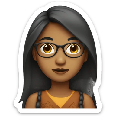 Indian girl with glasses and long hair sticker
