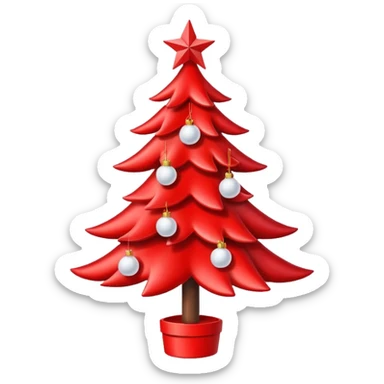 red Christmas tree with white star and white Christmas balls sticker