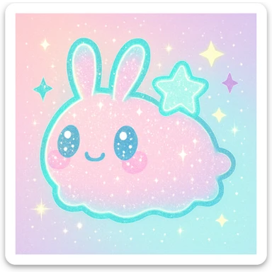 Add even more glitter and sparkles, keep kawaii neon style, make the sea bunny extra sparkly. sticker