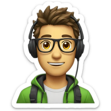 GAMING Boy With Headset And Glasses sticker