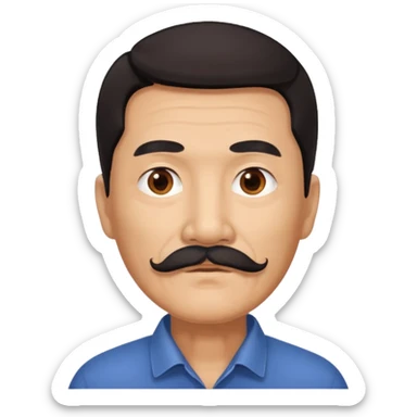 Older Chinese man with dark hair and full mustache sticker