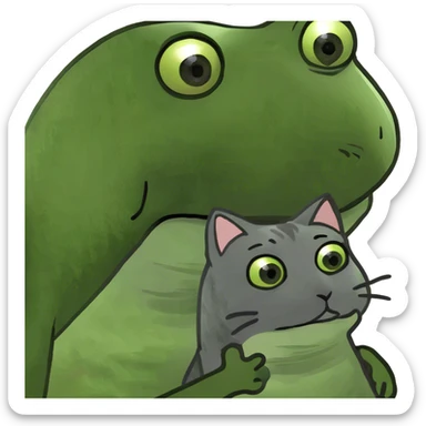 Frog with cat grey sticker