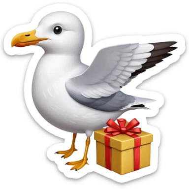 The seagull takes gift box sticker