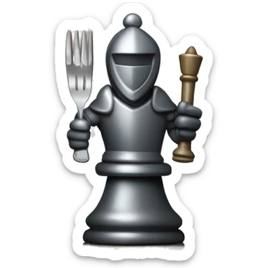 chess Knight piece with fork in hand sticker
