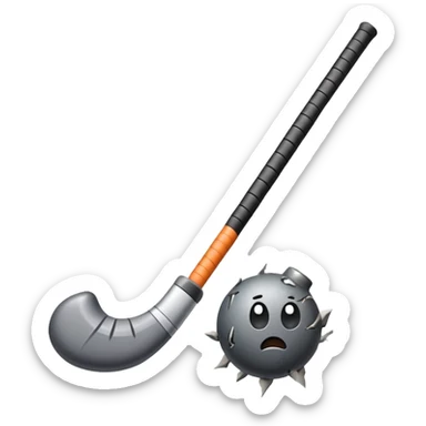 Field hockey stick with some blew up bom in the back sticker