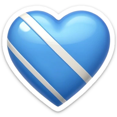 Glossy blue heart with athletic stripes going down the side sticker