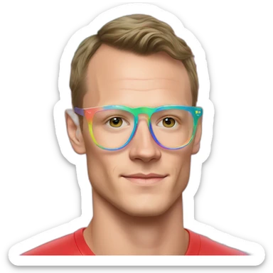 Jonathan Toews wearing glasses inside a rainbow bubble with pastel roses sticker