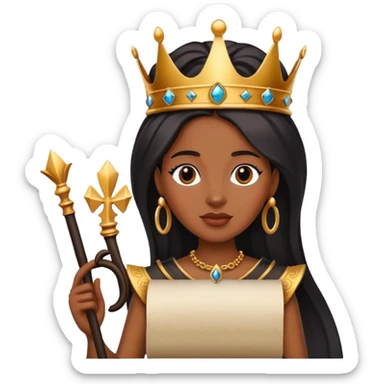 Crowned black queen holding a scroll sticker