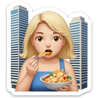 a giant girl eating buildings making sticker
