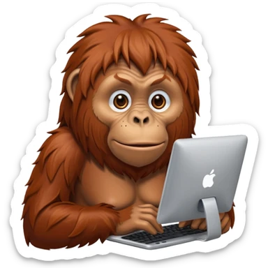 An orangutan on a computer  sticker