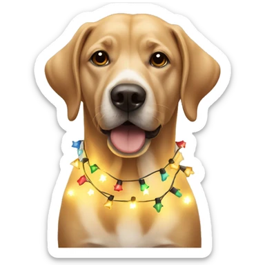 Dog wrapped in Christmas lights sticker