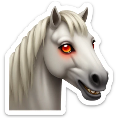 Horse with bright red eyes and tiger canine teeth sticker