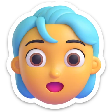 apple-style 3D emoji character with smooth skin, large expressive eyes, soft shadows, glossy plastic texture, bright pastel colors, fun cartoonish look, head centered, neutral background, resembling the face shape, hairstyle, and winking expression of the person sticker