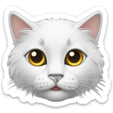Cat white long poil sticker