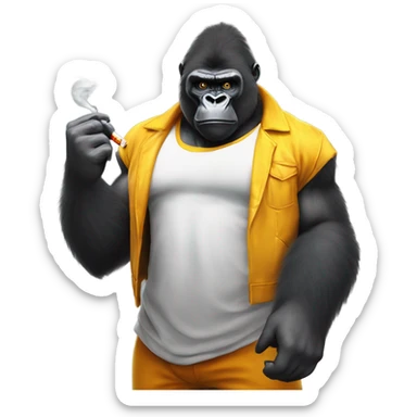 A gorilla going super saiyan while smoking a cigarette  sticker
