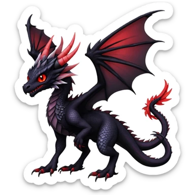 Gothic Badass Edgy Dark Mysterious Mystical Dragon-Beast-Trico-Noivern-Fursona sticker