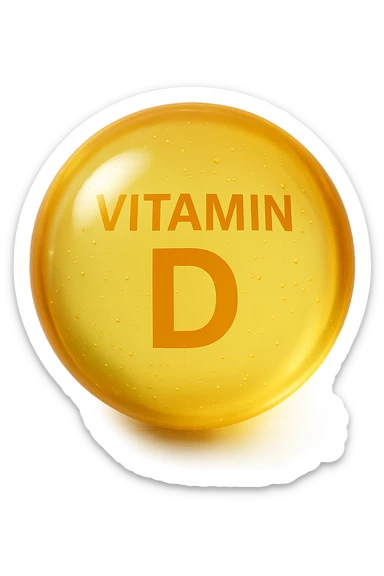 particella in 3d di Vitamina D gialla, iperrealistica in 3d sticker