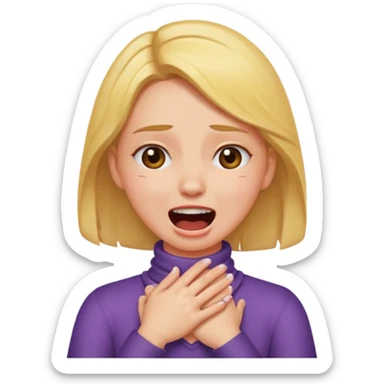 Girl with hands crossed around neck choking herself screaming laughing crying sticker