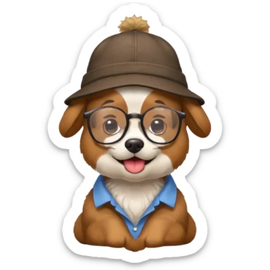 glasses and hat dog with shirt sticker