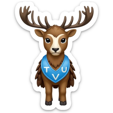 crea una mascota de equipo que sea un venado de cuerpo completo y lleve un chaleco con el nombre de telamon sticker