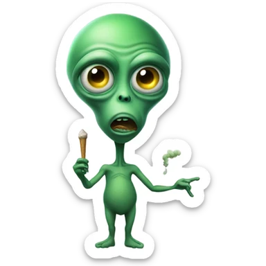 Alien smoking weed sticker