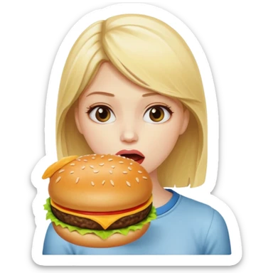 Girl with eating disorder pining for a cheeseburger. Blonde girl. sticker