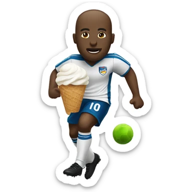 soccer player eating ice cream kicking a ball sticker
